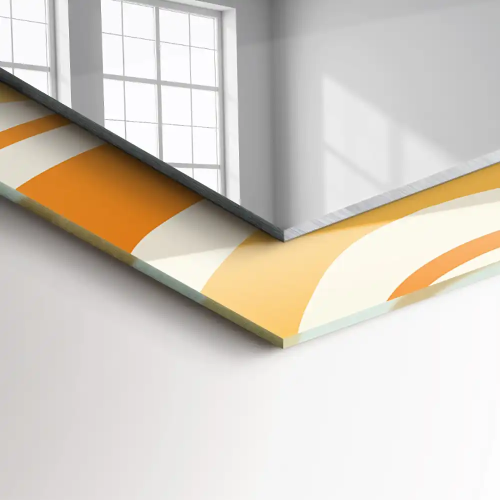 Obdĺžnikové zrkadlo s motívom Abstraktné oranžové vzory