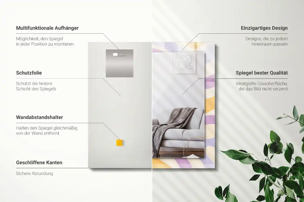 Obdĺžnikové ozdobné zrkadlo Abstraktné farebné vzory