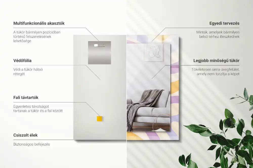 Obdĺžnikové ozdobné zrkadlo Abstraktné farebné vzory