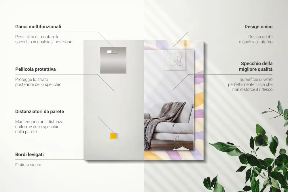 Obdĺžnikové ozdobné zrkadlo Abstraktné farebné vzory