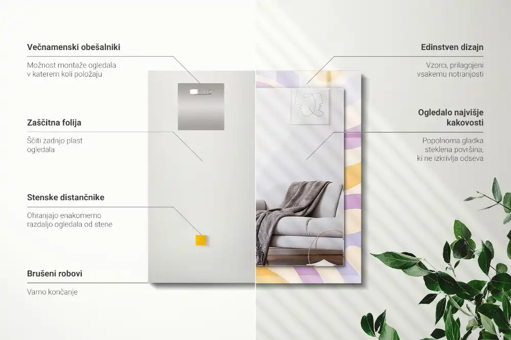 Obdĺžnikové ozdobné zrkadlo Abstraktné farebné vzory