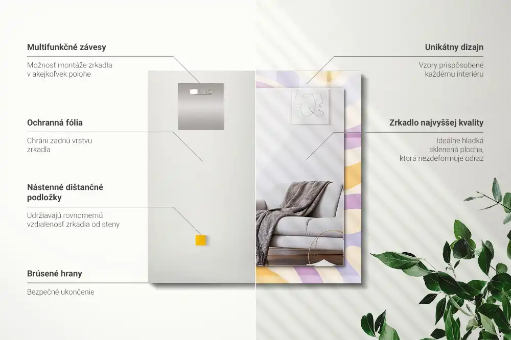 Obdĺžnikové ozdobné zrkadlo Abstraktné farebné vzory