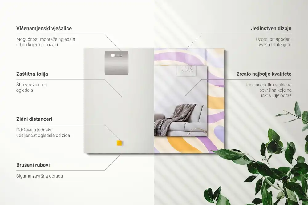 Obdĺžnikové ozdobné zrkadlo Abstraktné farebné vzory