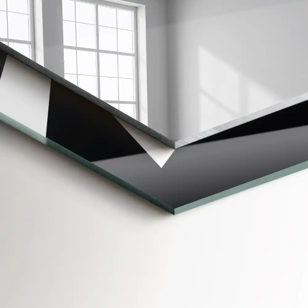 Obdĺžnikové zrkadlo s motívom Čiernobiela geometria