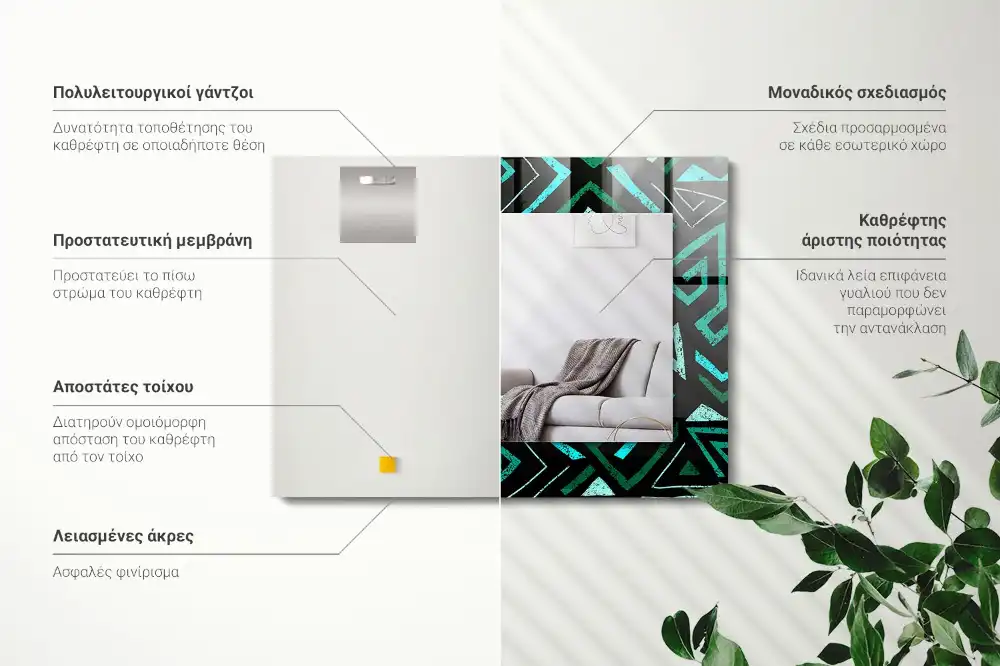 Obdĺžnikové ozdobné zrkadlo Geometrický tyrkysový vzor