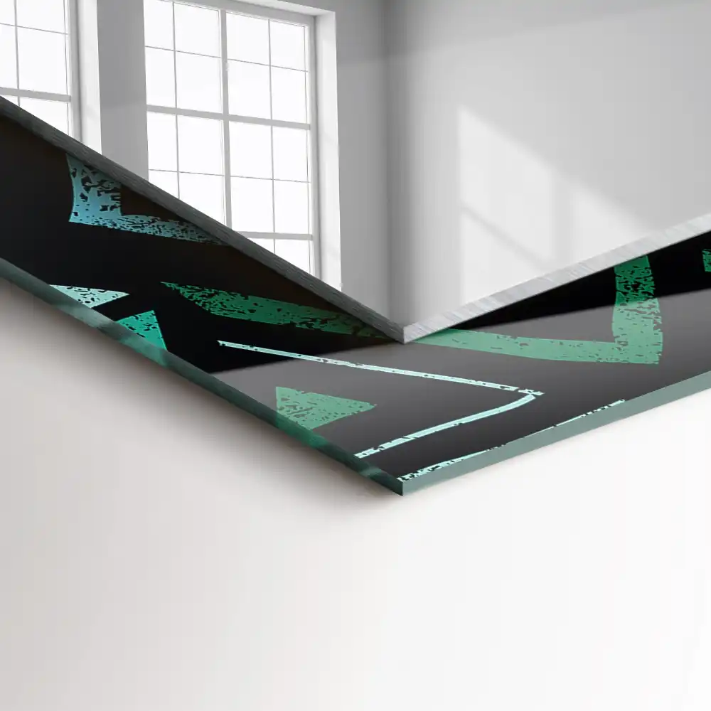 Obdĺžnikové ozdobné zrkadlo Geometrický tyrkysový vzor
