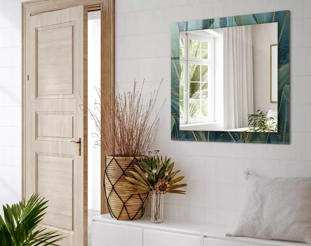 Obdĺžnikové dekoračné zrkadlo Listy čiary