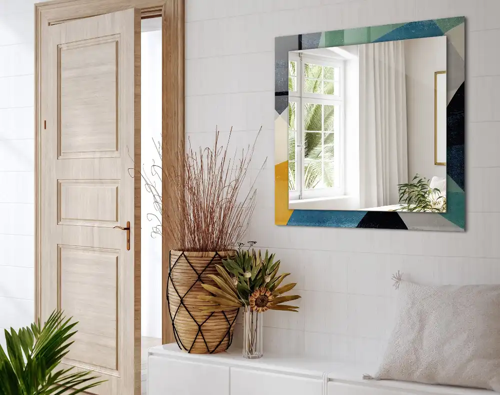 Obdĺžnikové zrkadlo s motívom Abstraktné farebné vzory