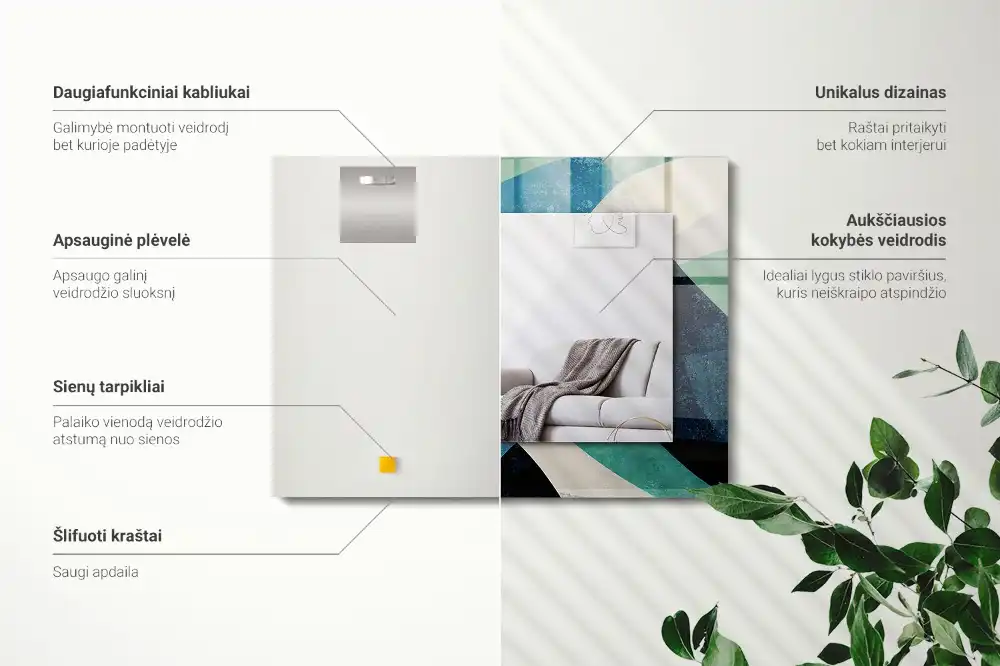 Obdĺžnikové zrkadlo s motívom Abstraktné farebné vzory