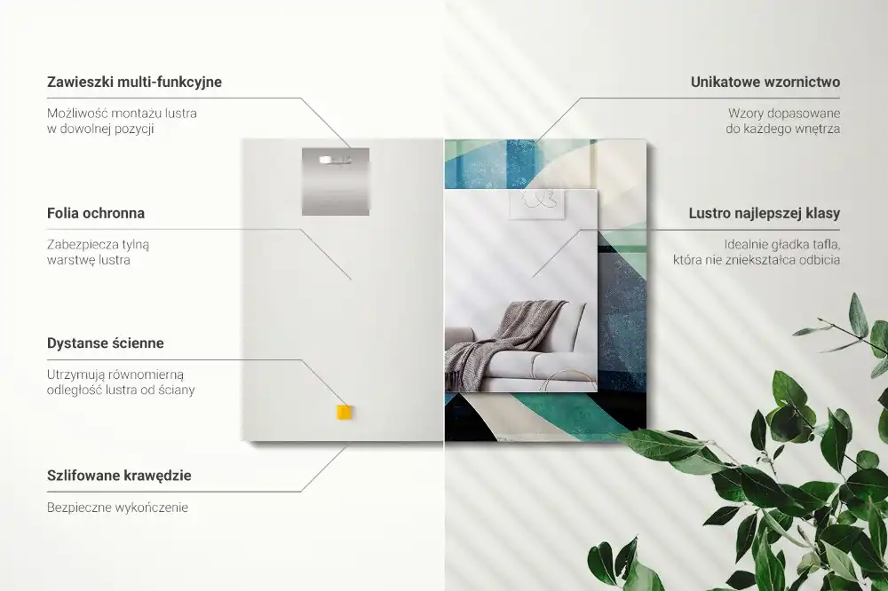 Obdĺžnikové zrkadlo s motívom Abstraktné farebné vzory