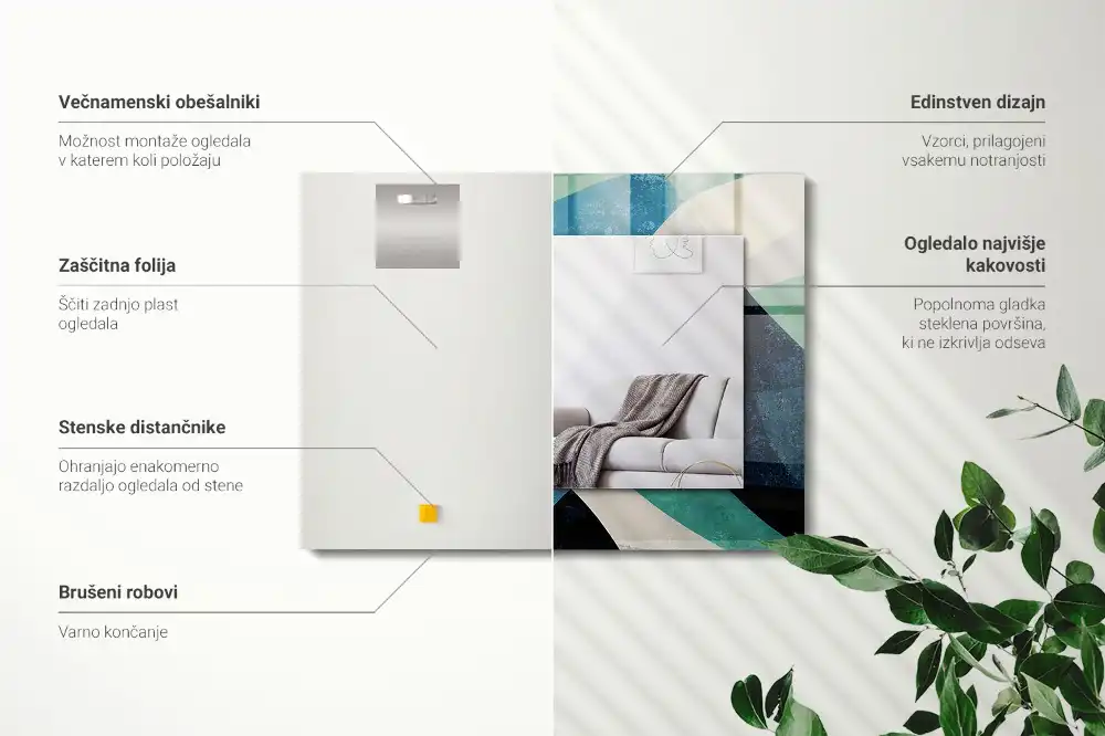 Obdĺžnikové zrkadlo s motívom Abstraktné farebné vzory