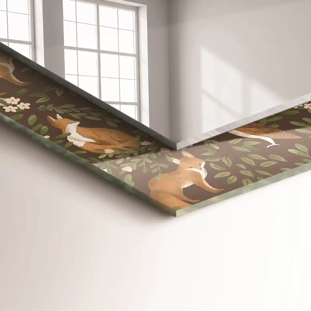 Obdĺžnikové ozdobné zrkadlo Líška a sova