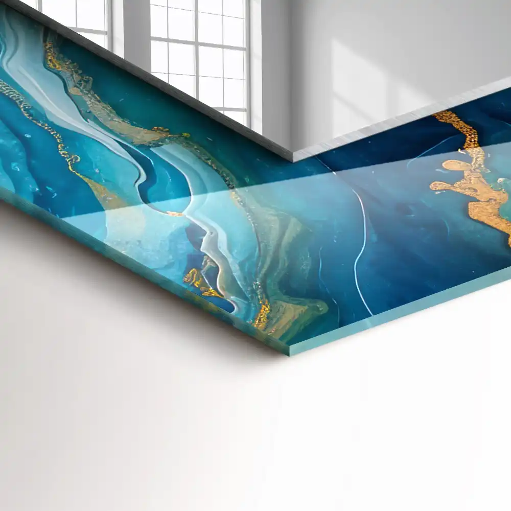 Obdĺžnikové zrkadlo s motívom Abstraktná mramorová živica