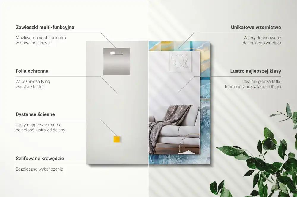 Obdĺžnikové zrkadlo s motívom Abstraktná mramorová živica