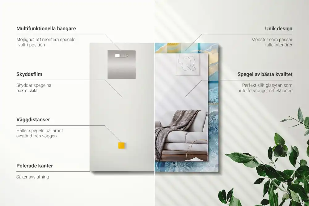 Obdĺžnikové zrkadlo s motívom Abstraktná mramorová živica