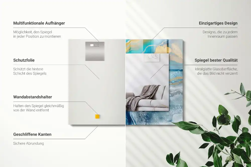 Obdĺžnikové zrkadlo s motívom Abstraktná mramorová živica