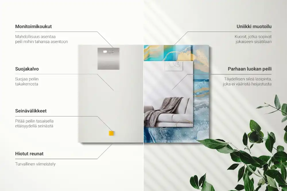 Obdĺžnikové zrkadlo s motívom Abstraktná mramorová živica