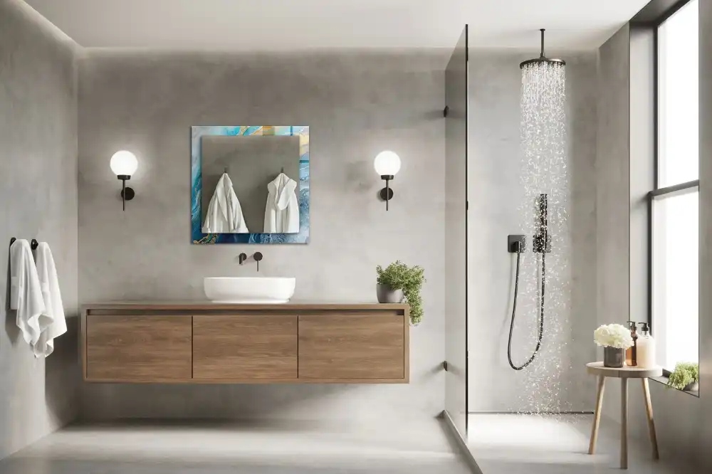 Obdĺžnikové zrkadlo s motívom Abstraktná mramorová živica