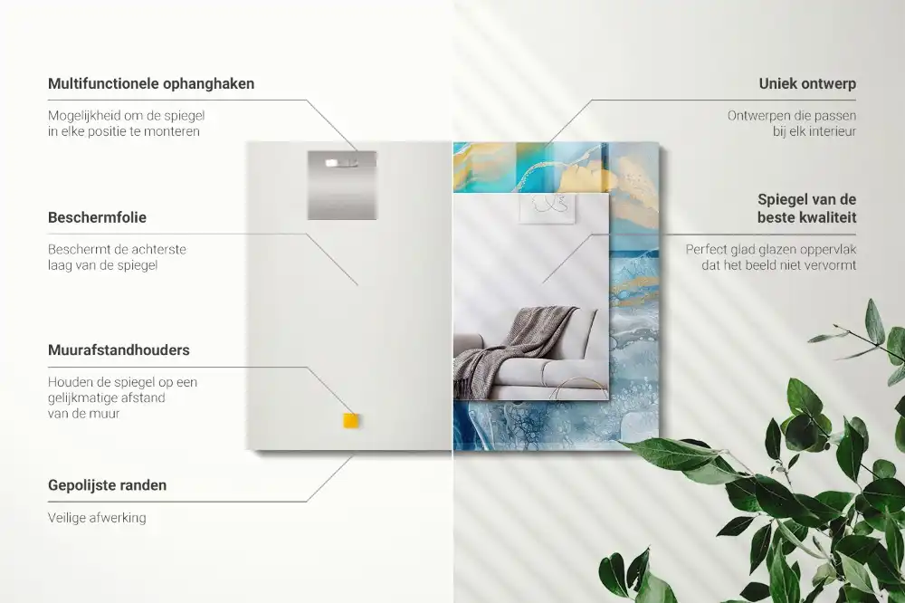 Obdĺžnikové zrkadlo s motívom Abstraktná mramorová živica