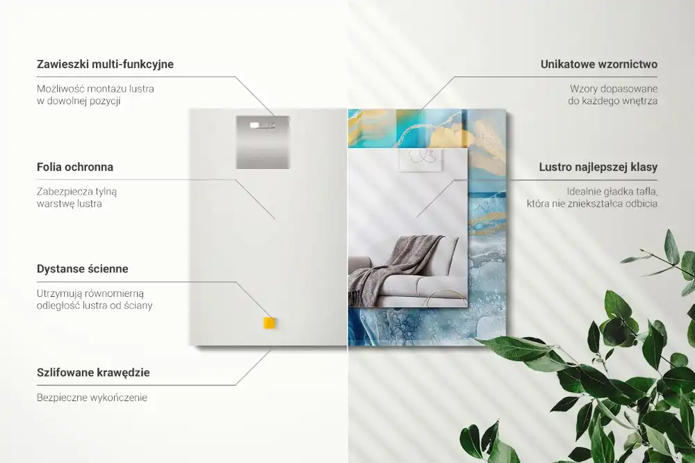 Obdĺžnikové zrkadlo s motívom Abstraktná mramorová živica