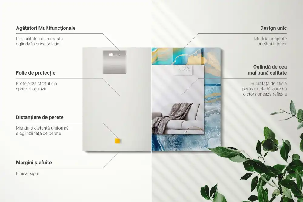 Obdĺžnikové zrkadlo s motívom Abstraktná mramorová živica