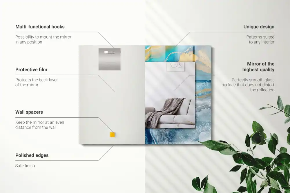 Obdĺžnikové zrkadlo s motívom Abstraktná mramorová živica