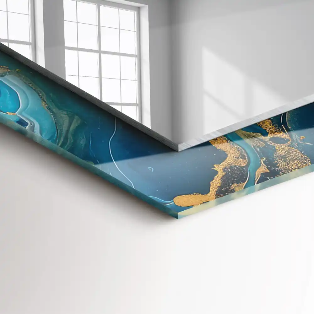 Obdĺžnikové zrkadlo s motívom Abstraktná mramorová živica