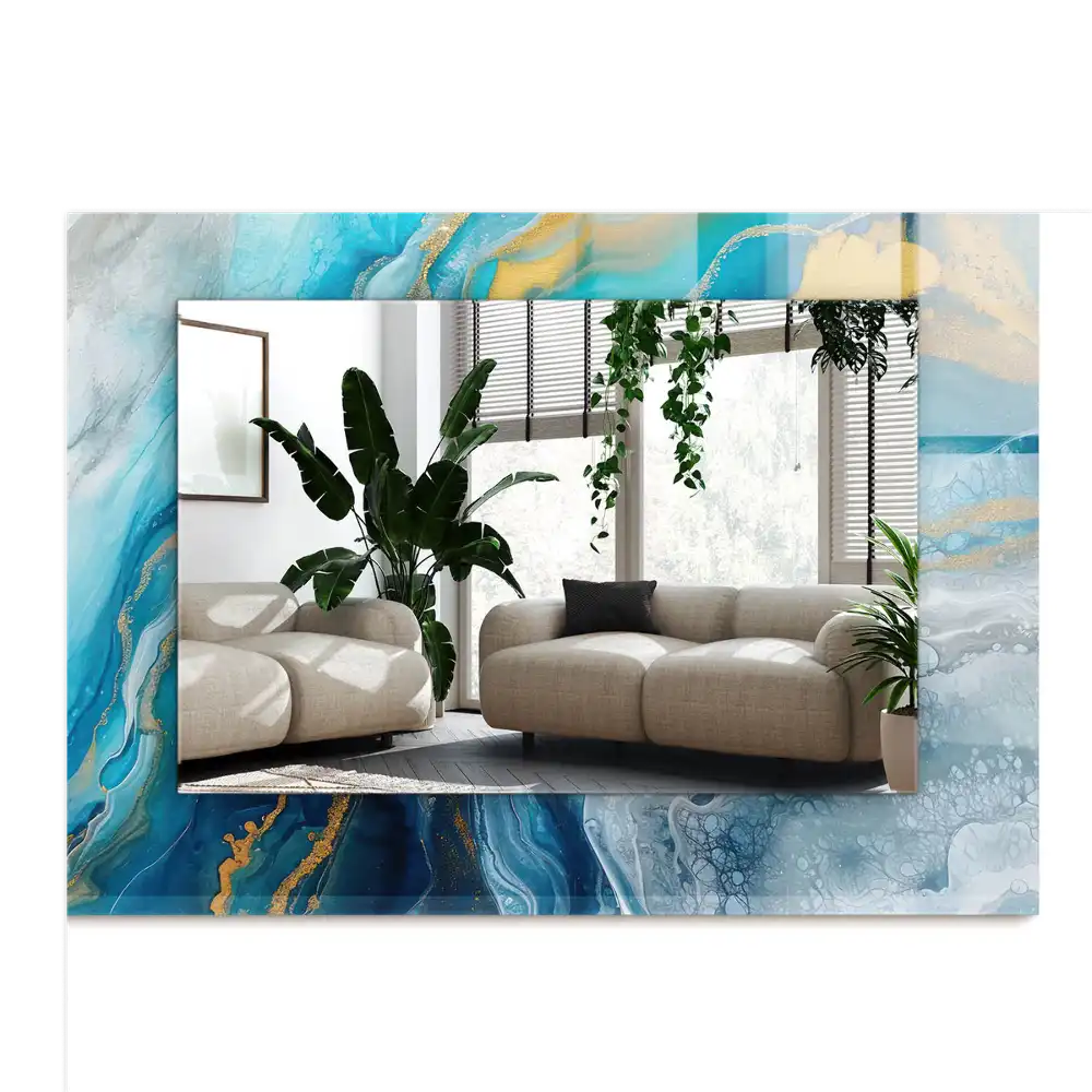 Obdĺžnikové zrkadlo s motívom Abstraktná mramorová živica