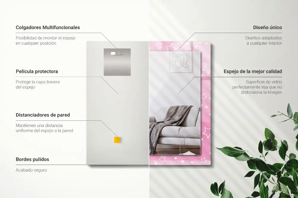 Obdĺžnikové dekoračné zrkadlo Ružové hviezdy