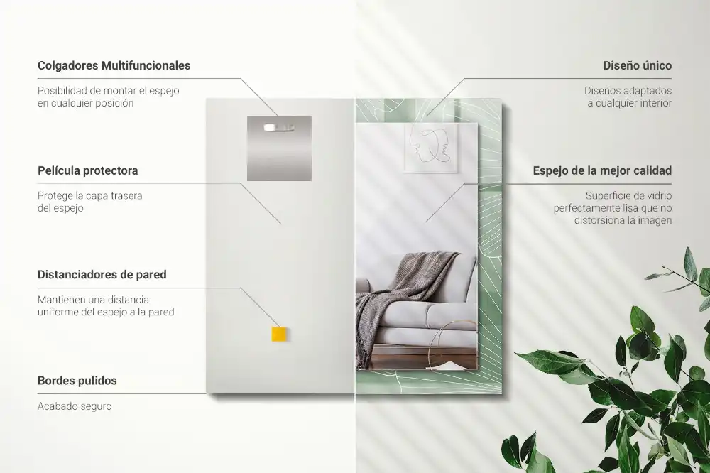 Obdĺžnikové ozdobné zrkadlo Listy ginkga