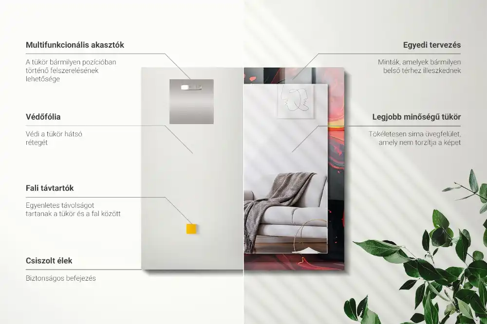 Obdĺžnikové zrkadlo s motívom Abstraktná láva