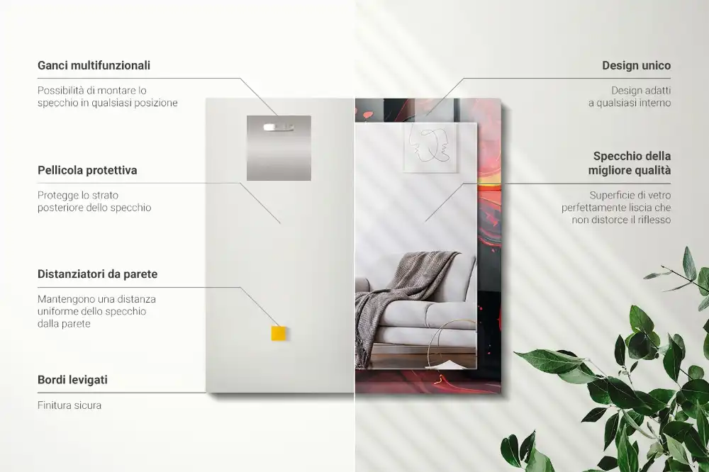 Obdĺžnikové zrkadlo s motívom Abstraktná láva