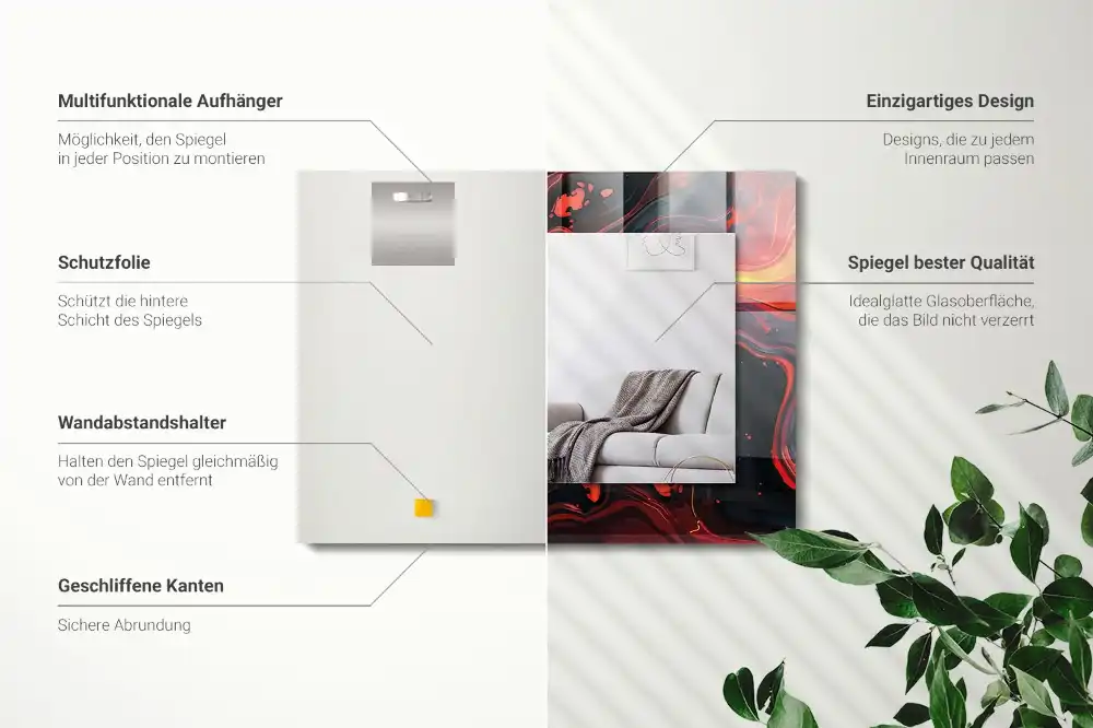 Obdĺžnikové zrkadlo s motívom Abstraktná láva