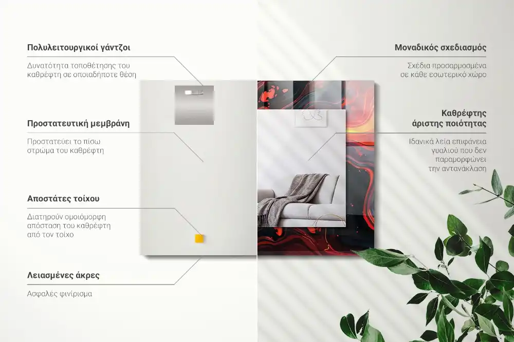 Obdĺžnikové zrkadlo s motívom Abstraktná láva