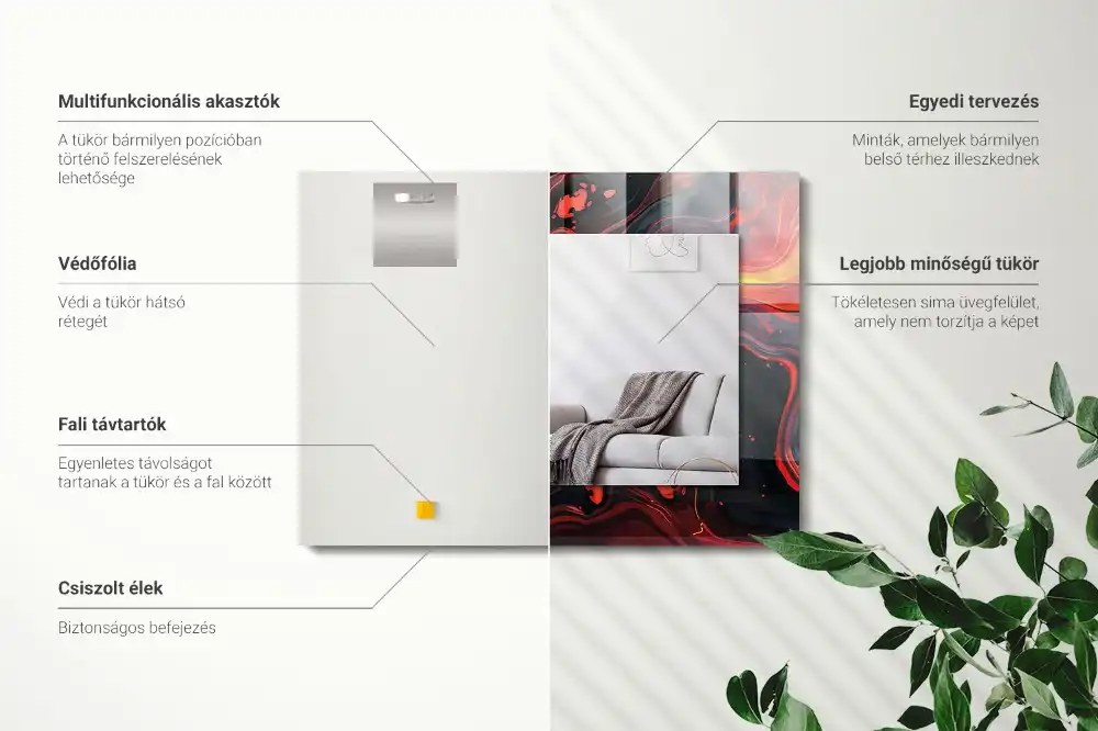 Obdĺžnikové zrkadlo s motívom Abstraktná láva