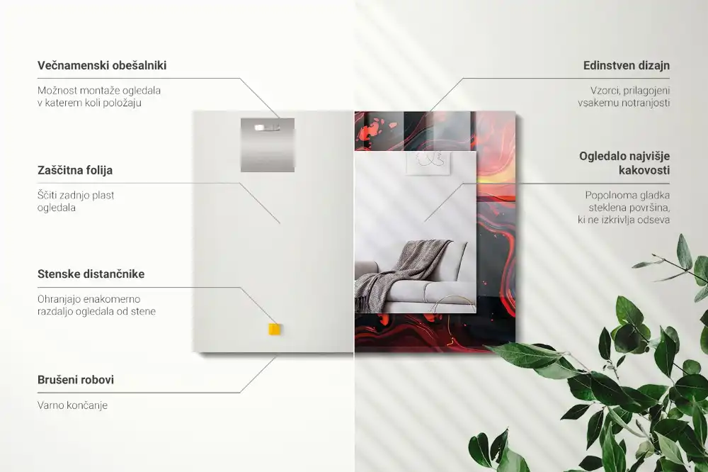 Obdĺžnikové zrkadlo s motívom Abstraktná láva