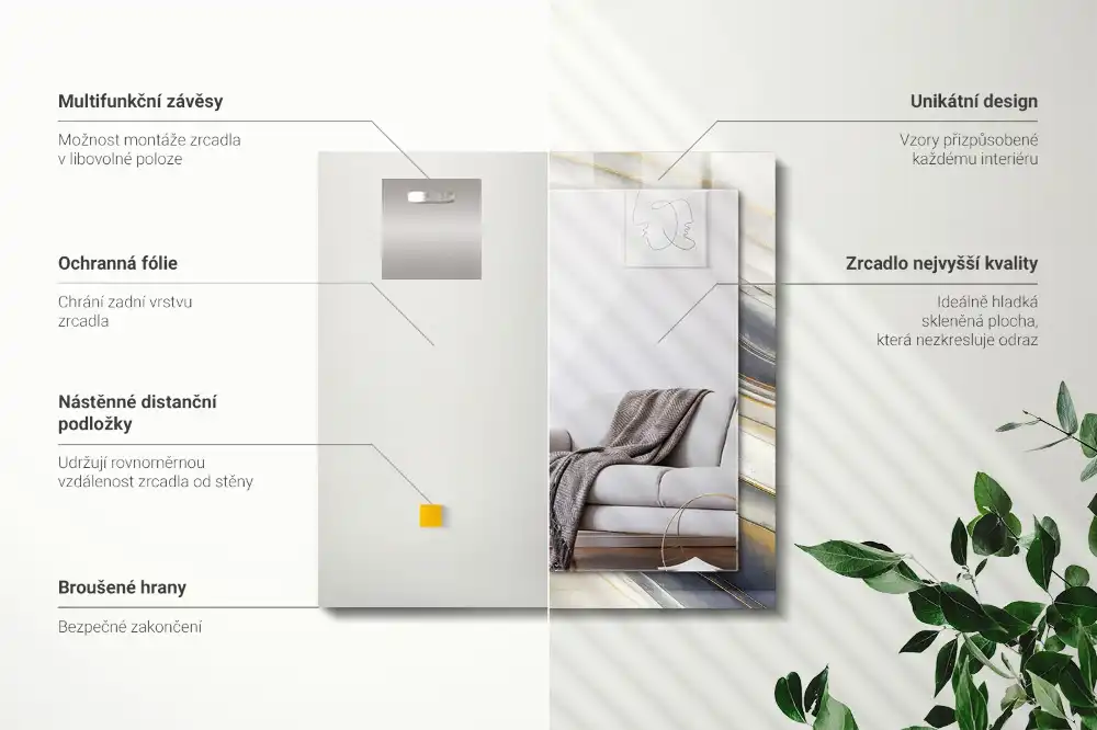 Obdĺžnikové ozdobné zrkadlo Abstraktné farebné vlny