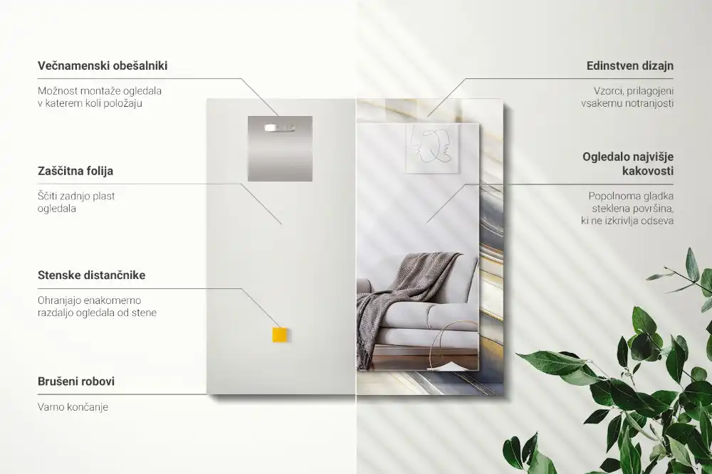 Obdĺžnikové ozdobné zrkadlo Abstraktné farebné vlny