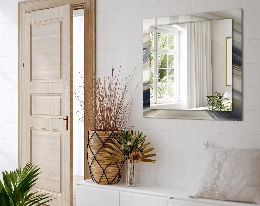 Obdĺžnikové ozdobné zrkadlo Abstraktné farebné vlny