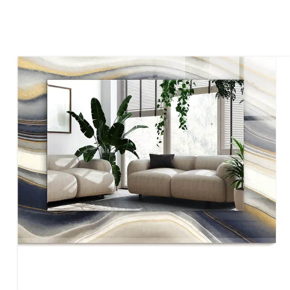 Obdĺžnikové ozdobné zrkadlo Abstraktné farebné vlny