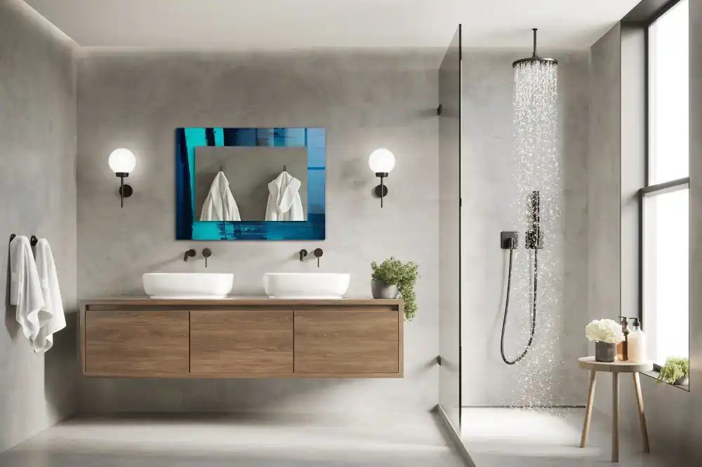 Obdĺžnikové dekoračné zrkadlo Abstraktné modré umenie