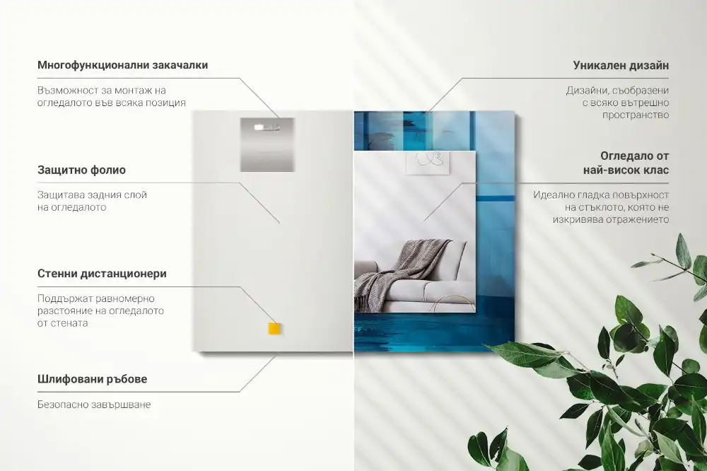 Obdĺžnikové dekoračné zrkadlo Abstraktné modré umenie