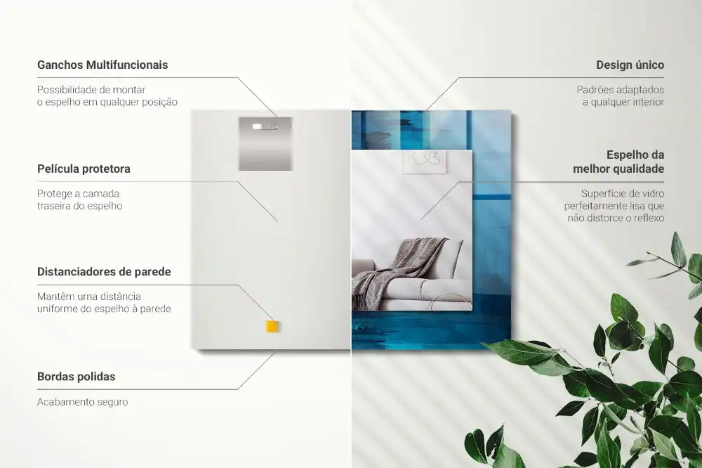 Obdĺžnikové dekoračné zrkadlo Abstraktné modré umenie