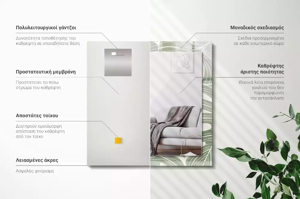 Obdĺžnikové ozdobné zrkadlo Listy monstery