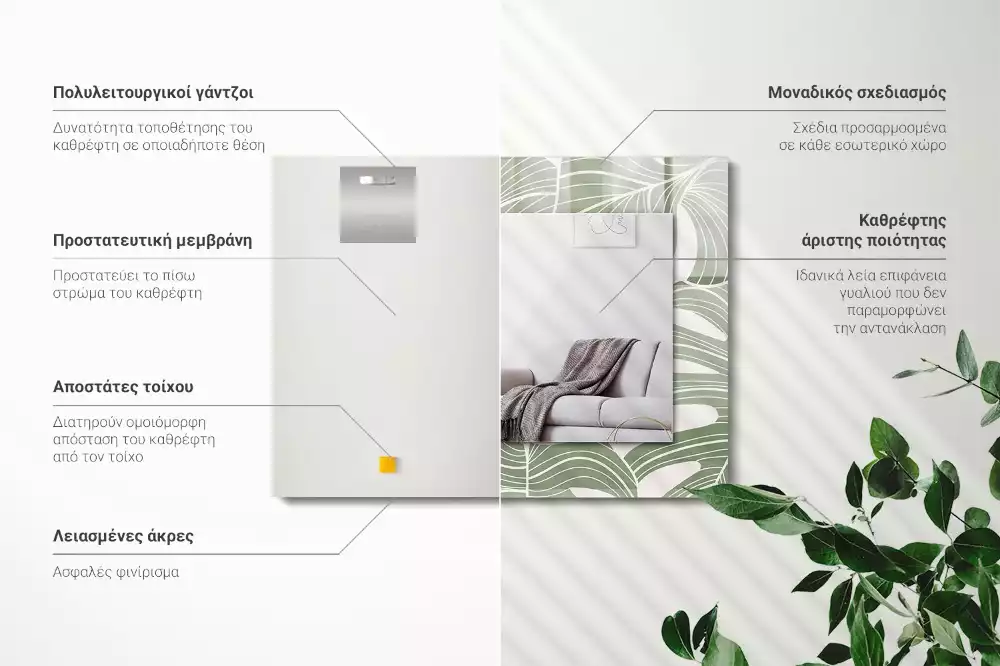 Obdĺžnikové ozdobné zrkadlo Listy monstery