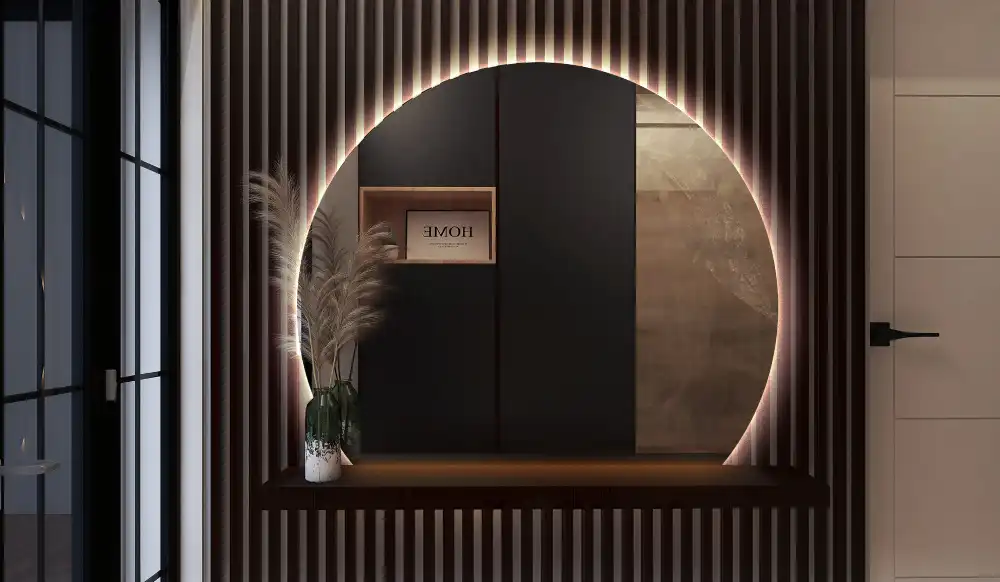 Zrkadlo s vyrezanou stranou efektné s LED