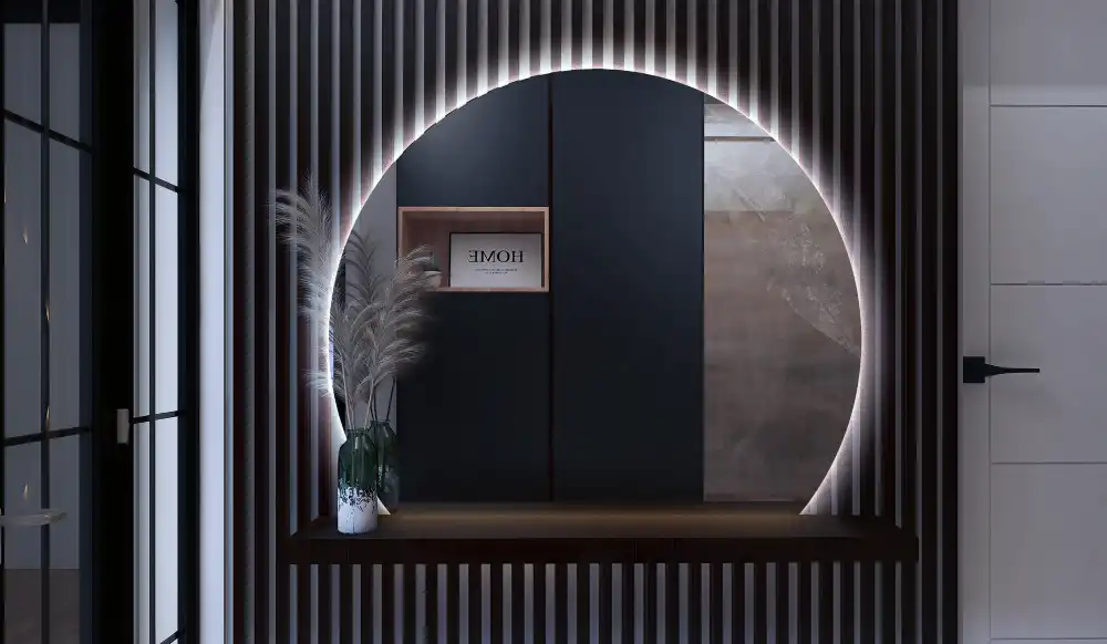 Zrkadlo s vyrezanou stranou efektné s LED