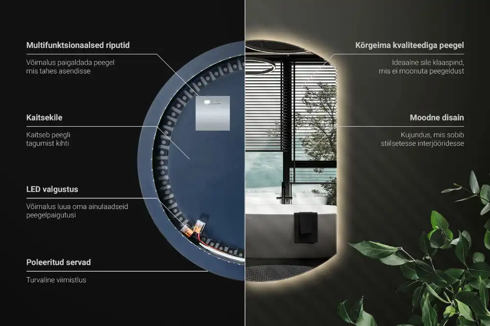Zrkadlo s vyrezanou stranou efektné s LED