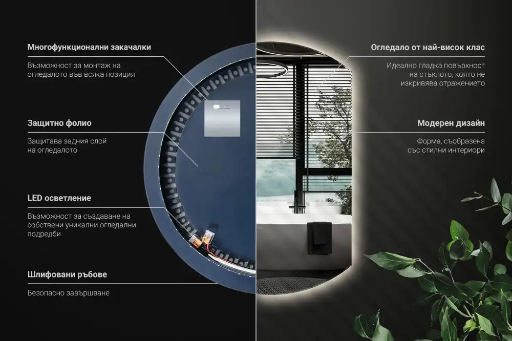 Zrkadlo s vyrezanou stranou efektné s LED