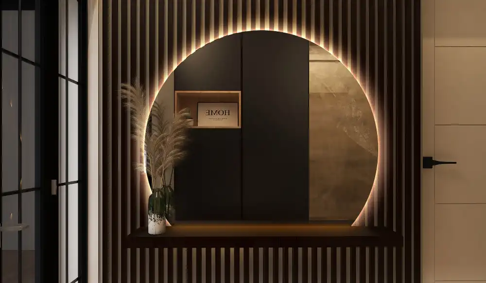 Zrkadlo s vyrezanou stranou efektné s LED